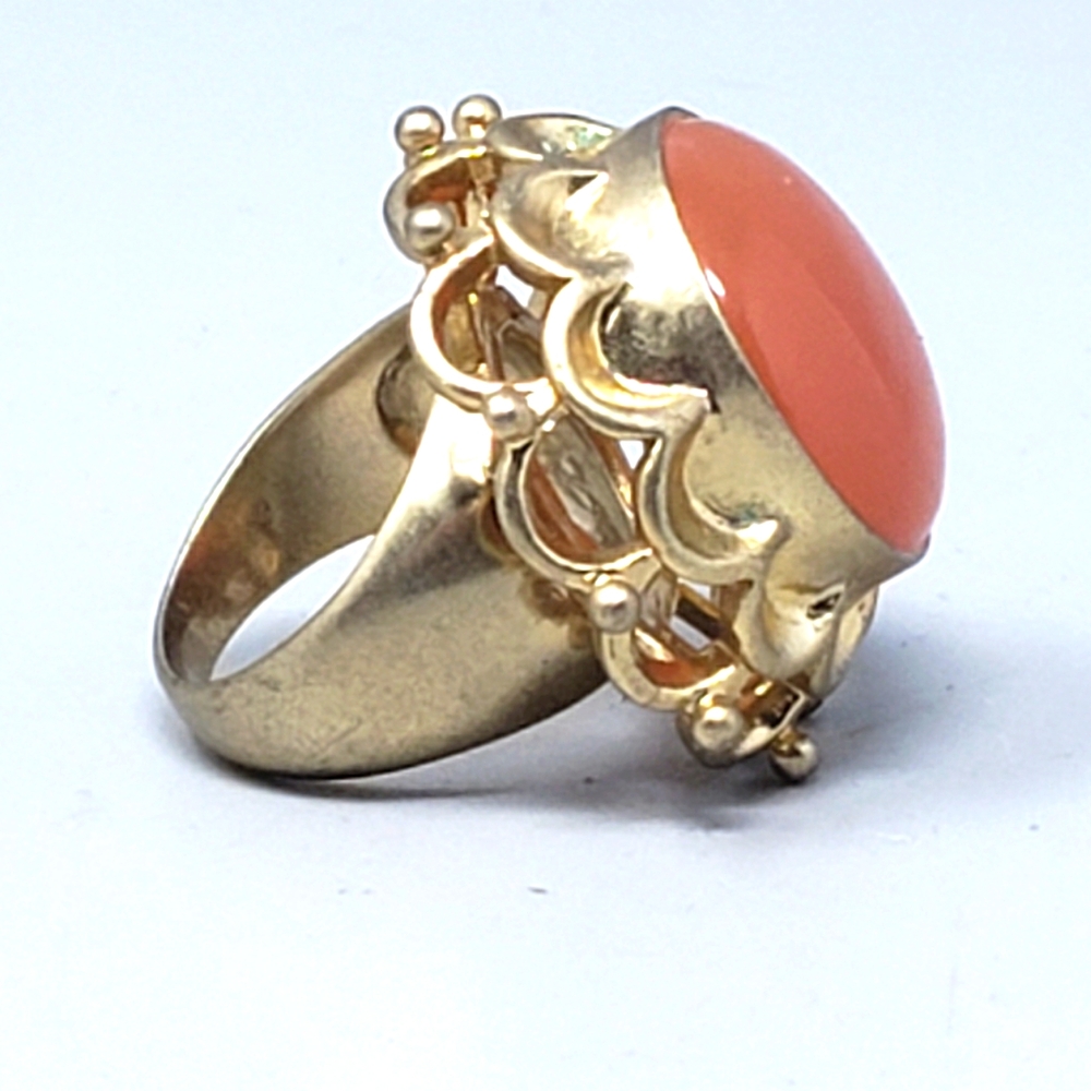 Large Pink Coral Stone Ring